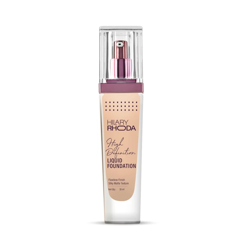 Hilary Rhoda High Definition Foundation for Women | Hides Pores & Blemishes | HD Foundation For All Skin Types | Blendable Formula | Natural & Matte Finish | High Coverage Liquid Foundation - 33ml (Skin Beige - Shade 05) - Thumbnail 8